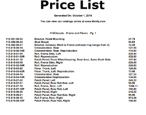 113 Price List